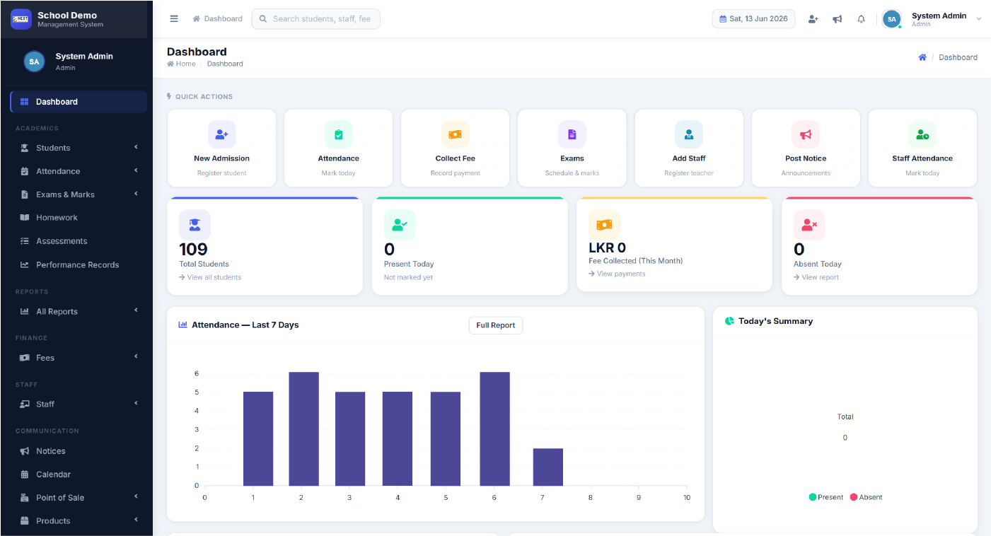School ERP Dashboard